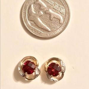 Garnet studs.